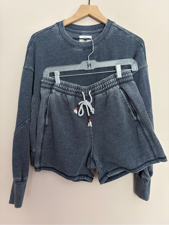 Sundry Tops - Sunnyside by Sundry Denim Blue Sweatshirt and Shorts Set Medium